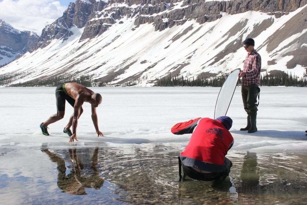 Sportsnet Magazine Photoshoot - Damian Warner runs on frozen lake
